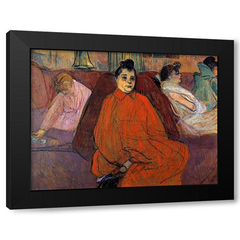 In The Salon The Sofa Black Modern Wood Framed Art Print with Double Matting by Toulouse-Lautrec, Henri