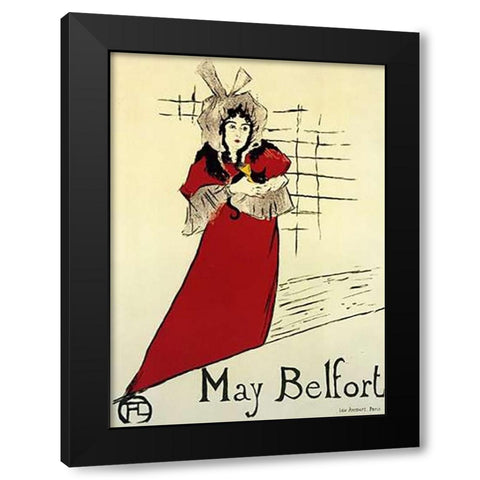 May Belfort Black Modern Wood Framed Art Print with Double Matting by Toulouse-Lautrec, Henri