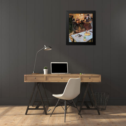 M Boileau In A Cafe Black Modern Wood Framed Art Print by Toulouse-Lautrec, Henri