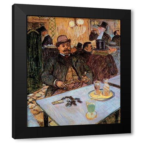 M Boileau In A Cafe Black Modern Wood Framed Art Print with Double Matting by Toulouse-Lautrec, Henri