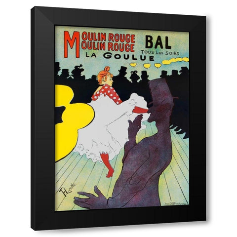 Moulin Rouge Black Modern Wood Framed Art Print by Toulouse-Lautrec, Henri