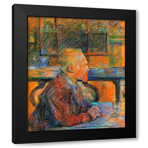 Portrait Of Vincent Van Gogh Black Modern Wood Framed Art Print with Double Matting by Toulouse-Lautrec, Henri