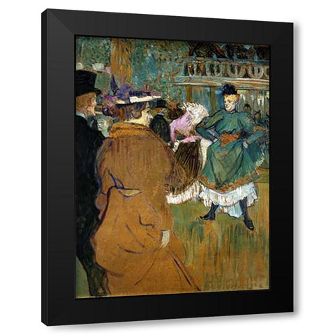Quadrille At The Moulin Rouge Black Modern Wood Framed Art Print with Double Matting by Toulouse-Lautrec, Henri