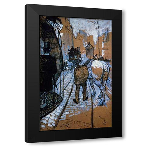 The Trace Horse Of The Omnibus Company Black Modern Wood Framed Art Print with Double Matting by Toulouse-Lautrec, Henri