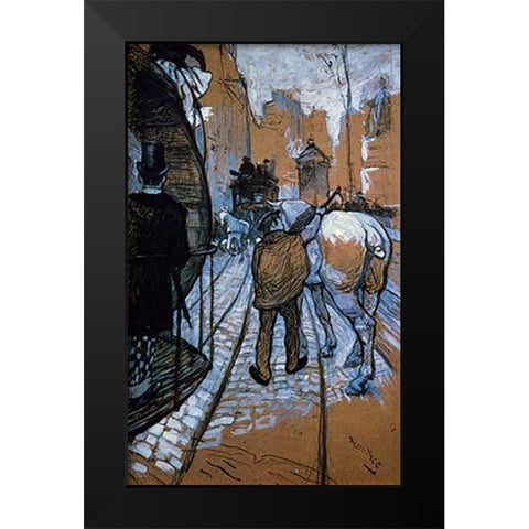 The Trace Horse Of The Omnibus Company Black Modern Wood Framed Art Print by Toulouse-Lautrec, Henri