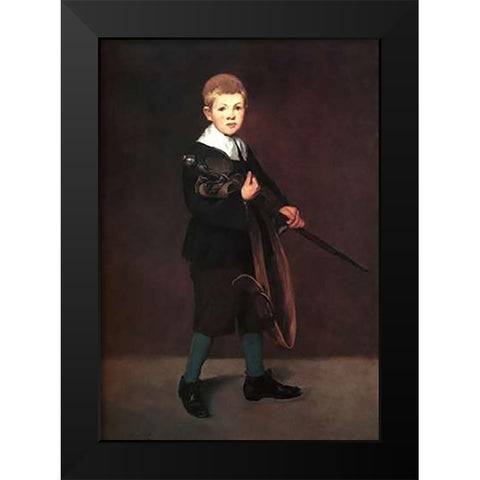 Boy with Sword Black Modern Wood Framed Art Print by Manet, Edouard