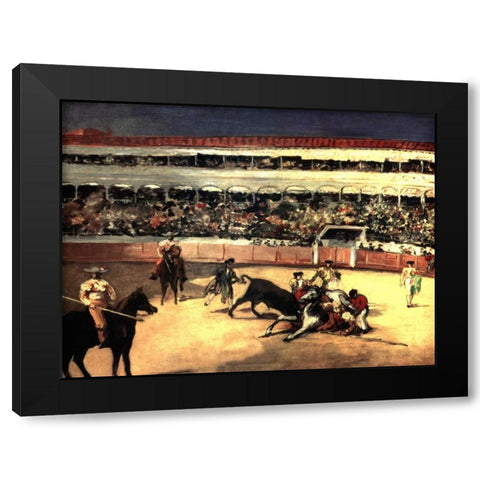 Bullfighters Black Modern Wood Framed Art Print with Double Matting by Manet, Edouard