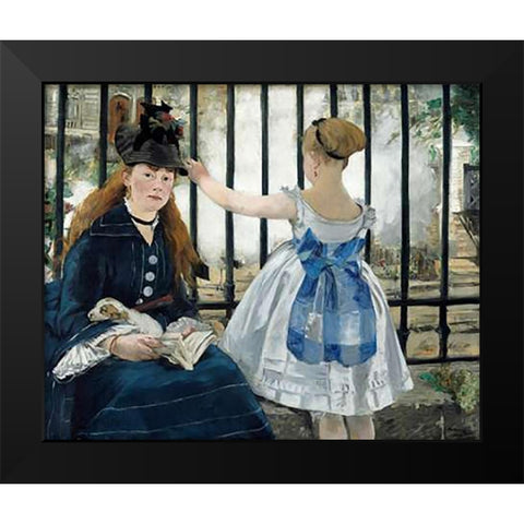 The Railway, 1873 Black Modern Wood Framed Art Print by Manet, Edouard