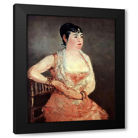 Jeanne Martin Pink Dress Black Modern Wood Framed Art Print with Double Matting by Manet, Edouard