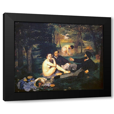 Luncheon on the Grass Black Modern Wood Framed Art Print with Double Matting by Manet, Edouard