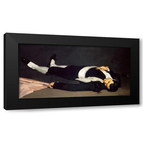 The Dead Toreador Black Modern Wood Framed Art Print by Manet, Edouard