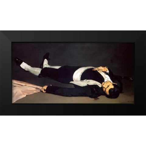 The Dead Toreador Black Modern Wood Framed Art Print by Manet, Edouard