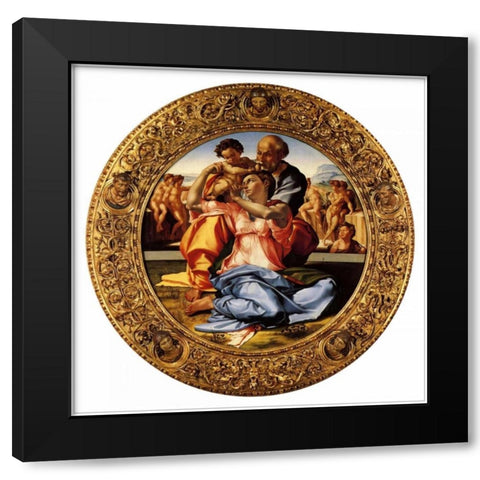 Michelangela The Doni Tondo-3 Black Modern Wood Framed Art Print by Michelangelo