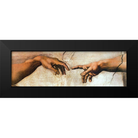 Creation Of Adam Black Modern Wood Framed Art Print by Michelangelo