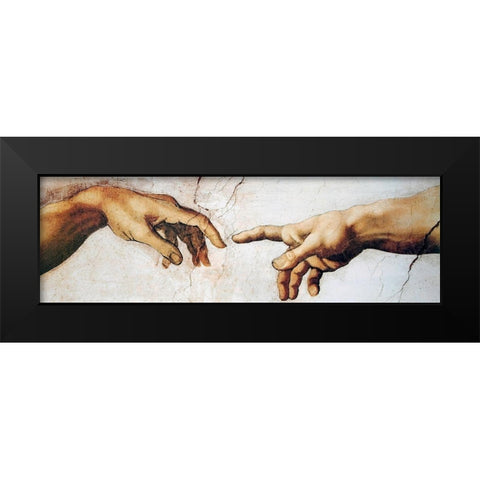 Creation Of Adam Detail Black Modern Wood Framed Art Print by Michelangelo