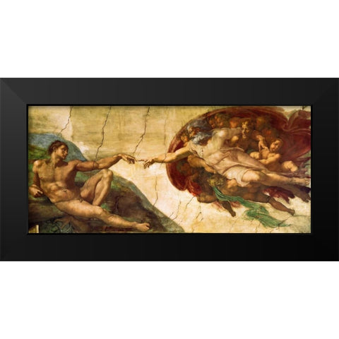 Creation Of Adam - 1 Black Modern Wood Framed Art Print by Michelangelo