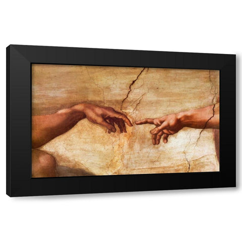 Creation Of Adam - detail Black Modern Wood Framed Art Print with Double Matting by Michelangelo