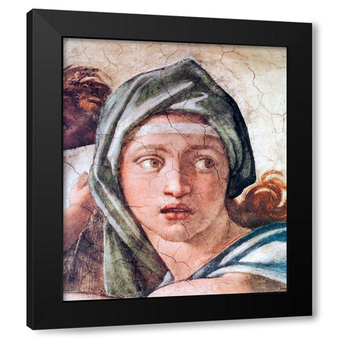 Delphic Sibyl Black Modern Wood Framed Art Print by Michelangelo