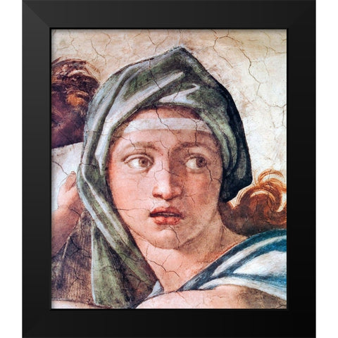 Delphic Sibyl Black Modern Wood Framed Art Print by Michelangelo