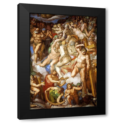 Detail From The Last Judgement 22 Black Modern Wood Framed Art Print by Michelangelo