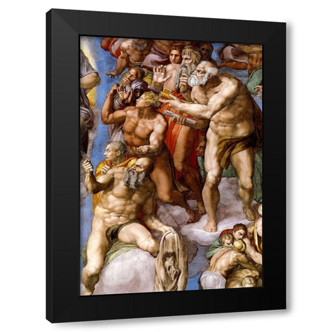 Detail From The Last Judgement 25 Black Modern Wood Framed Art Print with Double Matting by Michelangelo