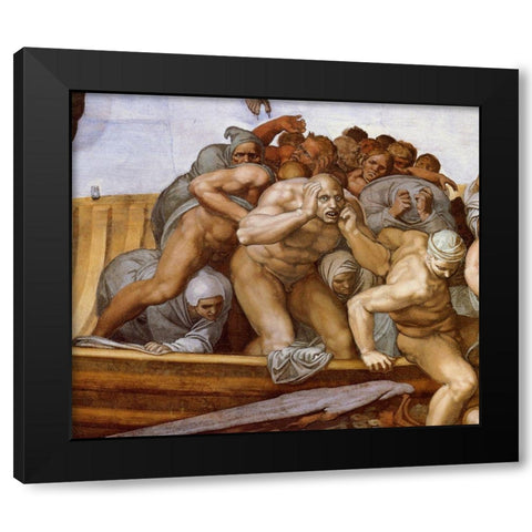 Detail From The Last Judgement 28 Black Modern Wood Framed Art Print with Double Matting by Michelangelo