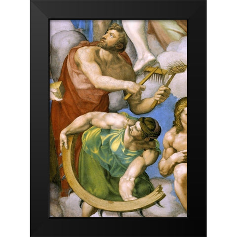 Detail From The Last Judgement 32 Black Modern Wood Framed Art Print by Michelangelo