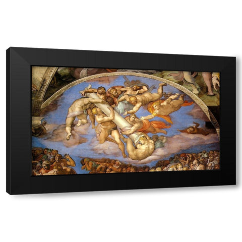 Detail From The Last Judgement 7 Black Modern Wood Framed Art Print with Double Matting by Michelangelo