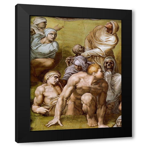 Detail From The Last Judgement 8 Black Modern Wood Framed Art Print with Double Matting by Michelangelo