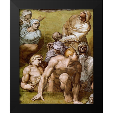 Detail From The Last Judgement 8 Black Modern Wood Framed Art Print by Michelangelo