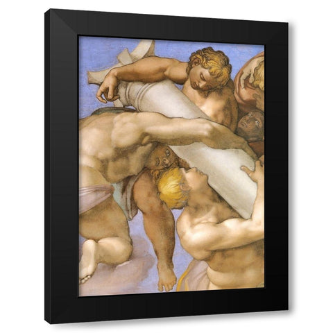 Detail From The Last Judgement (1) Black Modern Wood Framed Art Print by Michelangelo