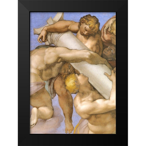 Detail From The Last Judgement (1) Black Modern Wood Framed Art Print by Michelangelo