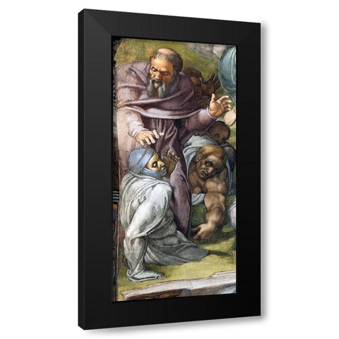 Detail From The Last Judgement (A Tonsured Priest) Black Modern Wood Framed Art Print with Double Matting by Michelangelo