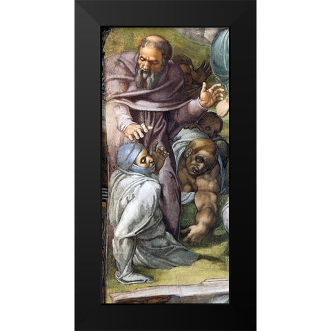 Detail From The Last Judgement (A Tonsured Priest) Black Modern Wood Framed Art Print by Michelangelo