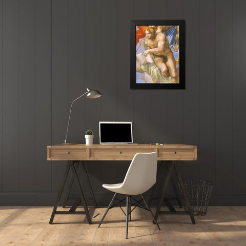 Detail From The Last Judgement (Angel) Black Modern Wood Framed Art Print by Michelangelo