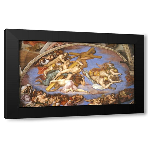 Detail From The Last Judgement (Angels Carrying The Cross) Black Modern Wood Framed Art Print with Double Matting by Michelangelo