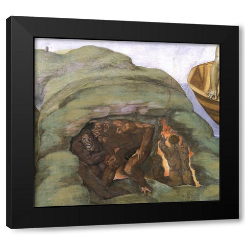 Detail From The Last Judgement (Hells Mouth) Black Modern Wood Framed Art Print with Double Matting by Michelangelo