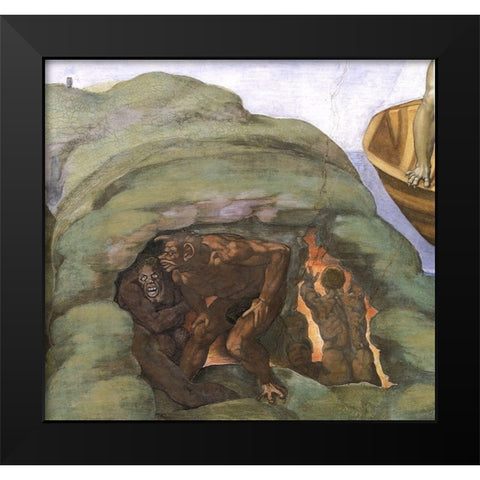 Detail From The Last Judgement (Hells Mouth) Black Modern Wood Framed Art Print by Michelangelo