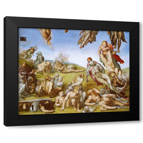 Detail From The Last Judgement - Resurrection Of The Dead Black Modern Wood Framed Art Print with Double Matting by Michelangelo