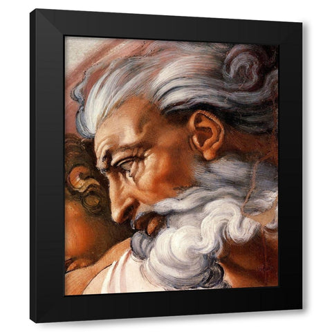 Head Of God-3 Black Modern Wood Framed Art Print with Double Matting by Michelangelo