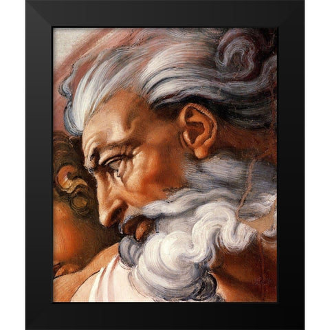 Head Of God-3 Black Modern Wood Framed Art Print by Michelangelo