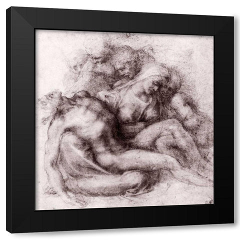 Lamentation Over The Dead Christ Black Modern Wood Framed Art Print with Double Matting by Michelangelo