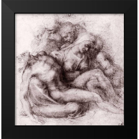 Lamentation Over The Dead Christ Black Modern Wood Framed Art Print by Michelangelo