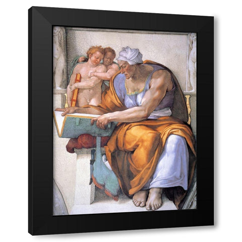 The Cumean Sibyl Black Modern Wood Framed Art Print with Double Matting by Michelangelo