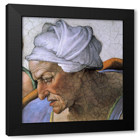 The Cumean Sibyl (detail) Black Modern Wood Framed Art Print with Double Matting by Michelangelo