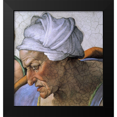 The Cumean Sibyl (detail) Black Modern Wood Framed Art Print by Michelangelo