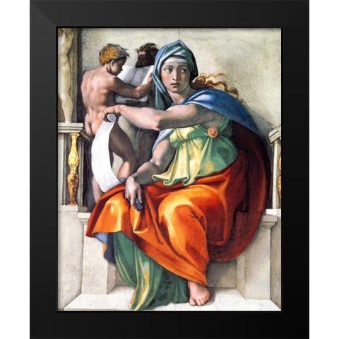 The Delphic Sibyl Black Modern Wood Framed Art Print by Michelangelo