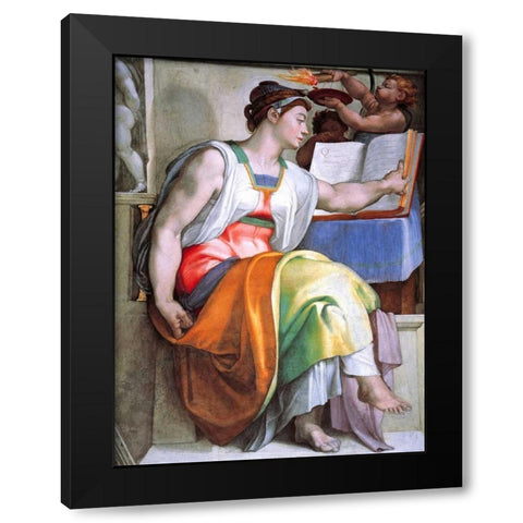 The Erythraean Sibyl Black Modern Wood Framed Art Print with Double Matting by Michelangelo