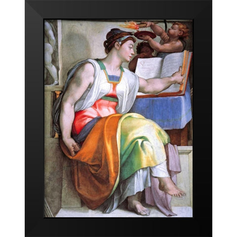 The Erythraean Sibyl Black Modern Wood Framed Art Print by Michelangelo