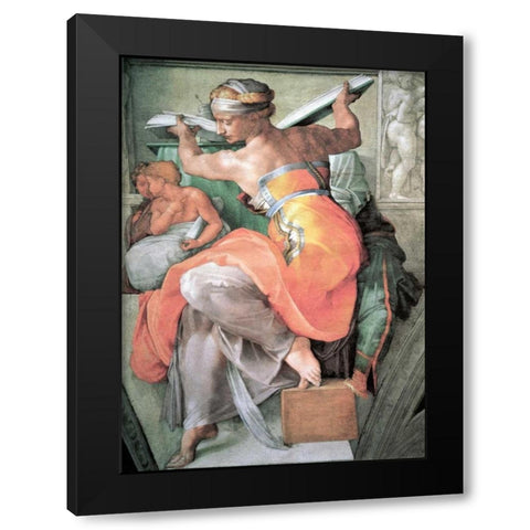 The Libyan Sibyl Black Modern Wood Framed Art Print with Double Matting by Michelangelo